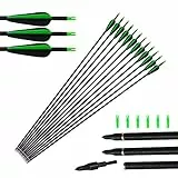 Tongtu 12pcs Fiberglas-Pfeile, die Bogenschießen-Ziel-Pfeile für Recurve-Bogen-Langbogen mit Ersatzp