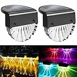 YOFIG Solarlampen für Außen Garten, Wasserdichte Solarleuchten Garten Dekoration, 2 Stück Led Solar Gartenleuchten für Terrasse und Stufen, Solarleuchte mit 2 Modi-Warmweiß/Farbwechselnde