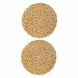 Cabilock 2 Stück Verbrühschutzmatten Für Töpfe Und Pfannen Vintage-Untersetzer Runde Tischsets Tassenuntersetzer Für Tische Rattan-Tischsets Couchtischhalter Rattan-Untersetzer
