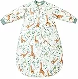 Chilsuessy Baby Schlafsack Winter mit abnembar Langarm Bio Baumwolle Babyschlafsack Kleine Kinder Ganzjahres Schalfsack Schlafanzug für Jungen und Mädchen, Giraffe/2.5 Tog, 75-90 cm