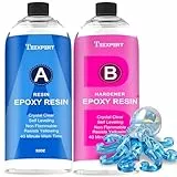 Teexpert Epoxidharz mit Härter, 64OZ/1.9L Hochglanz Epoxidharz Set, Blasenfreies Beschichtungs- und Gießharz für DIY-Kunst, Schmuck, Untersetzer, Weihnachtsdekorationen, Tischplatten, Formen, Holz