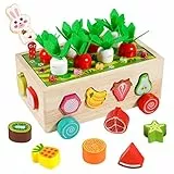 Kiztoys® Montessori Spielzeug Ab 1 Jahr, Motorikspielzeug Holzspielzeug 7-in-1 Farmspiel Aus Holz Steckwürfel Sortier Und Stapelspielzeug Lernspielzeug Geschenk Für 1 2 3 4 5 Jahre Kleinkind