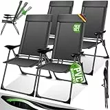 KESSER® 4er Set Gartenstuhl Hochlehner Alu Klappstuhl 7-Fach Verstellbar mit Armlehnen Atmungsaktiv klappbar Campingstuhl Balkonstuhl Klappsessel Garten Terrasse, Anthrazit
