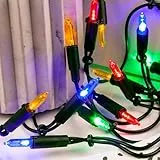 hellum Lichterkette innen 35er, 5,1m Weihnachtsbaum Lichterkette bunt, Fenster Weihnachtsdeko, Kabel grün