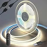 Yamlten LED strip 2m 5V COB LED Streifen mit RF Fernbedienung,4000k Middium Weiß,320 LEDs/M Dimmbar LED Strip,LED Band für TV Hintergrundbeleuchtung,Computer,Schrank,Schlafzimmer.