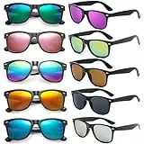 FSMILING 10 Stück Party Sonnenbrillen Set Unisex Partybrille Bunt 80er Sonnenbrille Verspiegelt Set Für Herren Damen