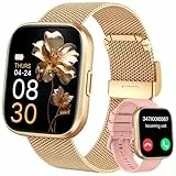 Smartwatch Damen mit Telefonfunktion, 1,85' Zoll Touchscreen Fitness Tracker, 120+ Sportmodi, IP68 Wasserdicht Smart Watch mit Herzfrequenz, Schlafmonitor, Schrittzähler für iOS Android (Roségold)