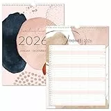 Wandkalender 2026 - Familienkalender 2026 6 Spalten, Kalender 2026 familienplaner von Januar - Dezember 2026, 33cm×44cm,Geeignet für Haus, Büro und Schule