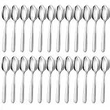 BEWOS 24 Stück Suppenlöffel Set, 8 Zoll (20,4cm) Löffel Set, Edelstahl Esslöffel, Spiegelpoliert Tafellöffel, Spülmaschinenfest, Silber Löffel für Haus, Küche oder Restaurant