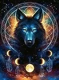 Ravensburger Puzzle 13970 - Leuchtender Wolf - 500 Teile Puzzle für Erwachsene und Kinder ab 10 Jahren, Leuchtpuzzle mit Wolf-Motiv, Leuchtet im Dunkeln