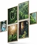 BLCKART Infinity Poster-Set Dreamy Forest - beidseitig bedruckte Wandbilder - Premium Poster - Bilder zur Wanddekoration - Größe L 4x A3 und 2x A4