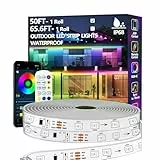 15m RGB+IC LED Streifen,Außenbereich IP68 Wasserdicht,Steuerung mit App/Fernbedienung,Bluetooth Musik Sync Seillicht für Balkone,errassen,Dächer,Gärten,Schwimmbäder