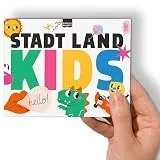 Stadt Land Fluss Kinder Kids MINI Familienspiel für Kinder, Familie Der Spielblock A6 Quiz Lustiges Familienspiel mit 12 Kategorien | Spiele-Klassiker ab 8 J. als Reisespiel, Spieleabend mit 50 Blatt
