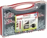 fischer Red-Box DuoPower + Schraube, Sortimentsbox, 280-teilig mit Schrauben & DuoPower Dübeln in verschiedenen Größen, vorsortiertes Set für zahlreiche Baustoffe und Befestigungen