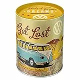 Nostalgic-Art Retro Spardose, 1 l, VW Bulli – Let's Get Lost – Volkswagen Bus Geschenk-Idee, Original Lizenzprodukt (OLP), Sparschwein aus Metall, Vintage Blech-Sparbüchse
