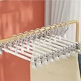 30 cm Metall Hosenbügel, 10 Stück Kleiderbügel mit rutschfest Clips,Rostbeständig Rockbügel Hosenbügel Platzsparend für Hosen Shorts Rock Socken Unterwäsche(weiß)