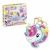 DIAMONDZ CRYSTAL PAINTING Keychains Set Rainbow Fun Series - DIY Diamond Painting Schlüsselanhänger Bastelset, Diamant Malerei Kinder mit 5x Einhorn-Regenbogen Schablonen