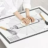 Silikon Backmatte Extra groß 80x60cm, Größe Antihafte Silikonmatte mit Messung, Teigmatte, Backenunterlage für Ofen, Ausrollmatte für Teig Fondant Gebäck von KITCHENRAKU KR (Grau)
