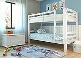 Inter Link – Etagenbett – Hochbett – Jugendbett - Rausfallschutz – Stockbett – Kinderbett – Mit 2 Lattenroste – Kiefer massivholz – Annika - Weiß lackiert – 90x200 cm