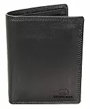 BROWN BEAR Geldbörse Leder Schwarz | Herren & Damen | RFID-Schutz mit Münzfach | Portemonnaie Echtleder Reißverschluss innen | Geldbeutel Hochformat | BB Design DLF BK