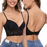 iClosam BH Rückenfrei Damen mit Bügel Rückenfreier Bralette mit Niedrigem Rücken für Frauen Bra Spitzen V-Ausschnitt BHS U-förmiger Rücken Unterwäsche Abnehmbar Träger