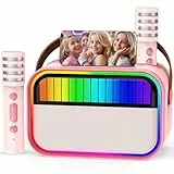 Ankuka Karaoke Maschine für Kinder und Erwachsene, Kinderspielzeug für 3–12 jährige Mädchen Geburtstagsgeschenk, tragbarer Karaoke Maschine mit 2 Mikrofonen, Mädchengeschenk für Mädchen (Rose)