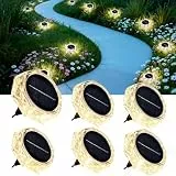 Hqynss 6 Stück Solar Bodenleuchten Aussen, 8 LED Gartenbeleuchtung Solar IP65 Wasserdicht Boden Solarleuchten, Solarlampen für außen Garten Rasen Patio Auffahrt, Warmweiß