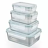 GOURMETmaxx Glas-Frischhaltedosen Klick-it 4er Set | Als Brotdose oder für Meal Prep | Spülmaschinen- Mikrowellen- und Gefrierschrankgeeignet | Aufbewahrungsbox mit Deckel