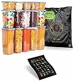 BOAA Fresh 15 Vorratsdosen Set Grau mit Silikondeckel und 25 Etiketten, BPA frei, Aufbewahrungsbox mit Deckel Küche, Küchenorganizer, Vorratsbehälter, 5x 1750 ml, 5x 1200 ml, 5x 550 ml 15er Mix - Grau