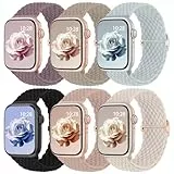 6 Stück Geflochtenes Armband Kompatibel mit Apple Watch Armband 40mm 41mm 42mm 38mm 46mm 45mm 44mm 49mm Damen Herren,Elastisch Nylon Stoff Loop Band für iWatch Ultra SE Series 10 9 8 7 6 5 4 3 2 1