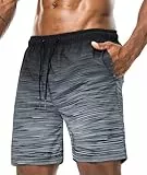 Danfiki Badehose Herren Lang Badeshorts mit Reißverschlusstasche Atmungsaktiv Schnelltrocknend Wasserabweisend Mit Tunnelzug Meshfutter