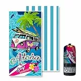 Lorymachy Mikrofaser Strandtuch - 180x100 cm Strandtuch XXL, 250GSM Schnelltrocknendes Badetuch Strand, Hautverträglich Beach Towel für Strand, Ausgestattet mit Aufbewahrungstasche(Kraftfahrzeuge)