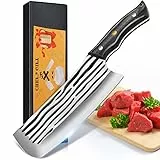 Home Safety Hackmesser Scharfes Küchenmesser Kochmesser profi Messer Handgeschmiedetes Metzgermesser Fleischerbeil für Fleisch Gemüse Fleischermesser Outdoor mit Ergonomischem Schwarz Holzgriff