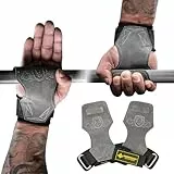 MANUEKLEAR Gewichtheben-Handgelenkbänder mit gepolsterter Handgelenkschlaufe, Leder-Gewichtheben, Handgelenkriemen für Kreuzheben, Powerlifting, Profi Lifting Straps für Frauen (Grey)