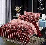 Luofanfei Bettwäsche Gestreifte 155x220cm Weinrot Streifen Bettwäsche Set 155 X 220 cm+80×80 cm Microfaser Bettdeckenbezug 3 TLG Bettbezug Doppelbett Set mit Reißverschluss