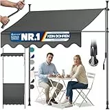 KESSER® Klemmmarkise mit Handkurbel Balkon | Balkonmarkise ohne Bohren | Markise UV-beständig höhenverstellbar & wasserabweisend | Sonnenschutz für Balkon Terrasse & Garten, Terrassenüberdachung 350cm