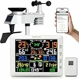 Urageuxy 14-in-1 Professional Wlan Wetterstation, 20.5CM Großes Farbdisplay Wetterstation mit Windmesser und Regenmesser, Windfahne, Innen Außen Thermometer/Hygrometer, UV-Index, Luftdruck