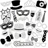 30 Stück Foto Requisiten,Fotobox Accessoires,Party Foto Booth Requisiten Dekoration für Hochzeit,Halloween,Weihnachten,Tischdeko Geburtstag,Karneval,Silvester Party Deko Zubehör