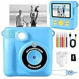 CHRERNA KinderKamera, Sofortbildkamera Kinder Geschenke für 3-12 Jahre Jungen und mädchen,1080P HD 2.4 Zoll Video Kinder Kamera mit 32GB TF Karte,Druckpapier(Blau)