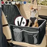 HELDENWERK Extra Stabiler Hunde Autositz -Verstärkte Wände und 5 Gurte - Wasserdichter Hundeautositz für Rück- und Vordersitz (Schwarz-Grau, Standardgröße)