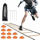 Yissvic Koordinationsleiter und Kegel, 6 m, 12 verstellbare Sprossen, Fitness-Speed-Trainingsgerät Gold