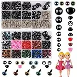 Weysoo Sicherheitsaugen für Häkeltiere, 690 Stück Amigurumi Augen und Sicherheitsnasen, Bunt Puppenaugen mit Unterlegscheiben, Knopfaugen zum Annähen - für Puppe,Plüschtier,Teddyaugen (6-22mm)