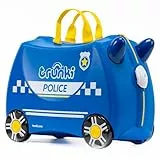 Trunki Handgepäck Und Kinderkoffer zum Draufsitzen | Kinder Risen Geschenk für Mädchen Und Jungen | Trolley Percy das Polizeiauto (Blau)