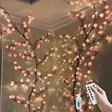 Gresonic 230cm144 LEDs Lichterkette Kirschblüten,kirschblüten deko,Willow Vine mit Fernbedienung, 8 Modi, USB-Betriebene Timer, Kirschblüten Zweige Lichter für Schlafzimmer Deko Weinachtsdekorationen