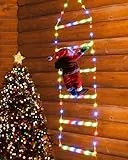 Geemoo 0.75M Luci Decorazioni Natale con 98 LED Scala e Babbo Natale, Addobbi 8 modalità, Funzione Timer e Memoria, Luci Natalizie per Finestra Esterno ed Interno Colorate