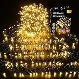 ELKTRY 1000 LED Cluster Lichterkette Warmweiß, Büschellichterkette Außen mit Stecker Innen Strom 8 Modi, 10m Wasserdichte Weihnachtsbeleuchtung mit Memoryfunktion für Weihnachten Party Garten Balkon