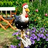OWOAOOwl Keramik Huhn Gartendeko,Handarbeit Gartenstatue Dekorative Henne Gartenstecker,Gartendeko Huhn Deko,Gartenfigur Gartendekoration,Harz Statue Bauernhof Balkon Wohnzimmer Deko