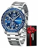 MEGALITH Uhren Herren Chronograph Armbanduhr: Analog Quarz Wasserdicht Edelstahl Herrenuhren - Geschenke für Business Lässig Männer