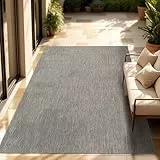Paco Home Outdoor Teppich, Wetterfest Pflegeleicht Küchenteppich Ideal für Terrasse Balkon Garten, Flachgewebe Sisaloptik Modern Einfarbig meliert, Grösse:200x280 cm, Farbe:Grau