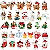 COLOFALLA 32 Stücke Mini Weihnachten Anhänger Weihnachtsfiguren Kleine Anhänger Tannenbaum Anhänger zum Basteln Weihnachtsbaumschmuck Weihnachten Ornament Klein Weihnachtsdeko zum DIY